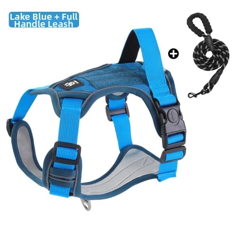 Adjustable Strap Tactica Vest Breathable Lining Dog Harness and Leash Set for Medium Large Dogs