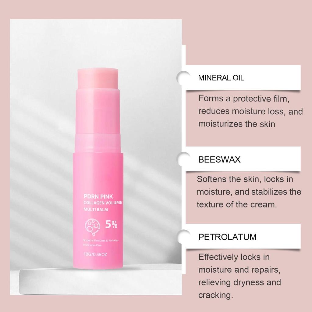 Pink multi-effect moisturizing stick, delicate and gentle moisturizing, dry face and lips, portable soft skin care stick 10g