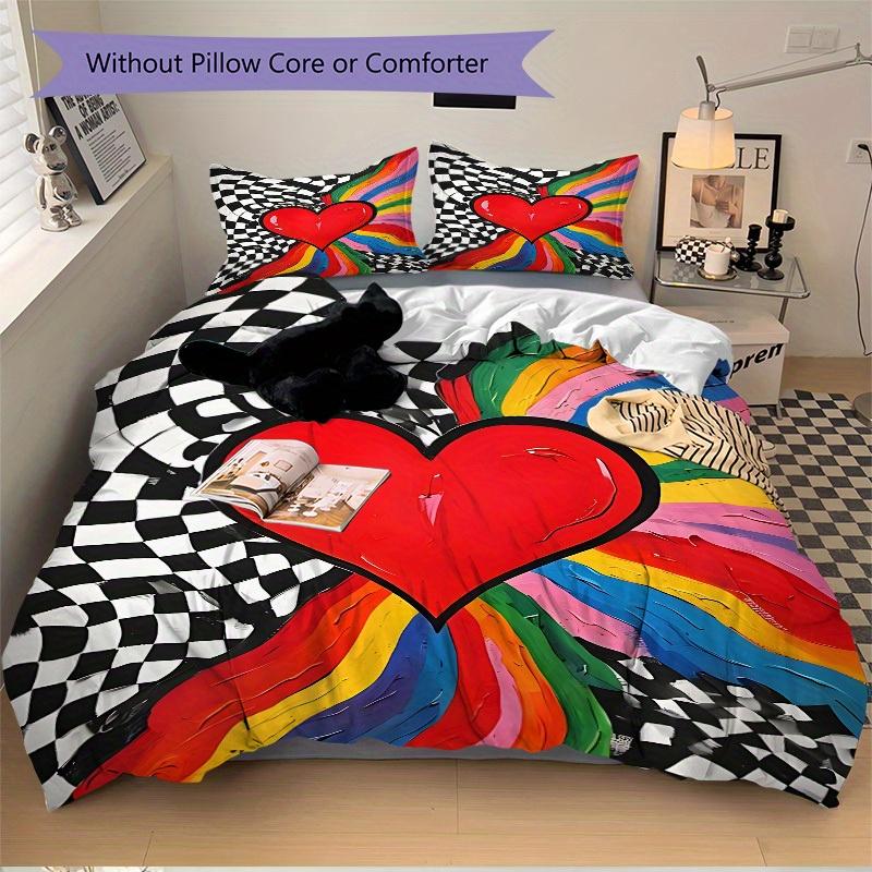 3pcs Heartbeat Bedding Set, Breathable and Soft, Suitable for All Seasons, Ideal for Home Use, Suitable for Bedroom Decor 21133