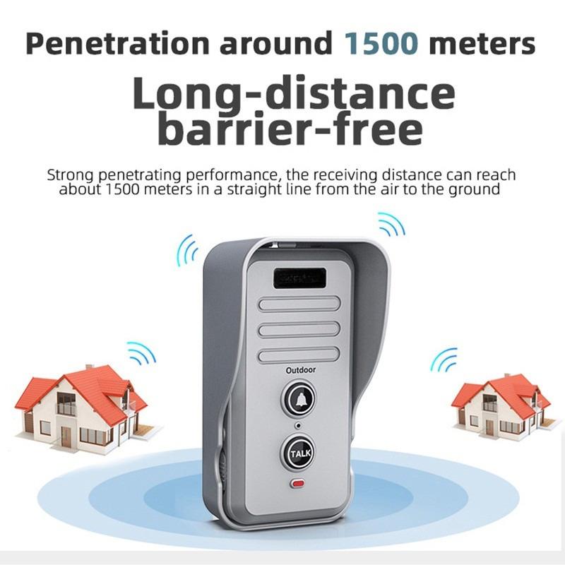 1-2 Mile Range 3 Volume Levels Rechargeable Voice Intercom Doorbell Wireless Doorbells Waterproof Electronic Intercom System