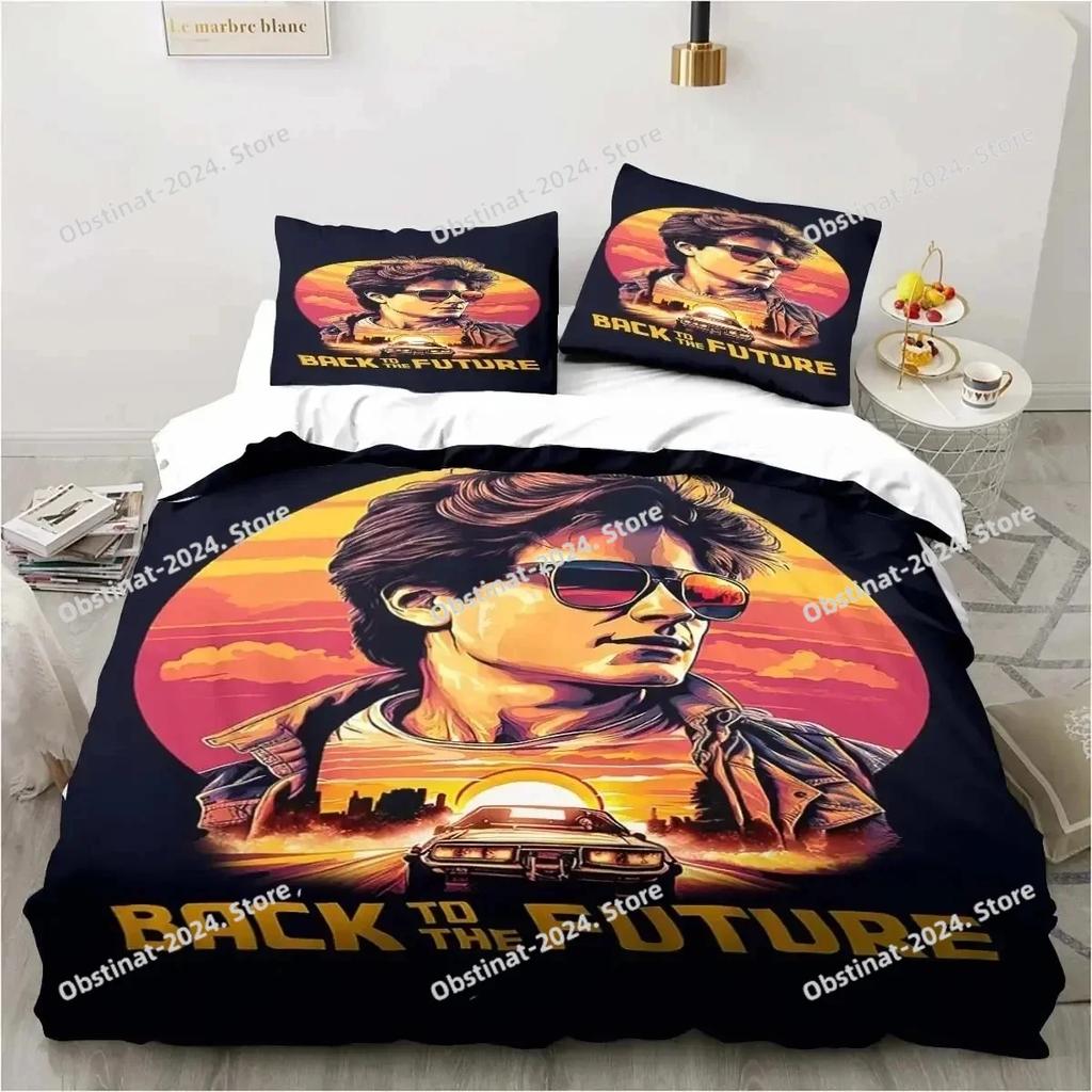 Back To The Future Clasic Movie Retro Beding Set Printed With Pilowcase Soft Duvet Cover Soft Single Double Quen Super King-Sized Dimensionsd