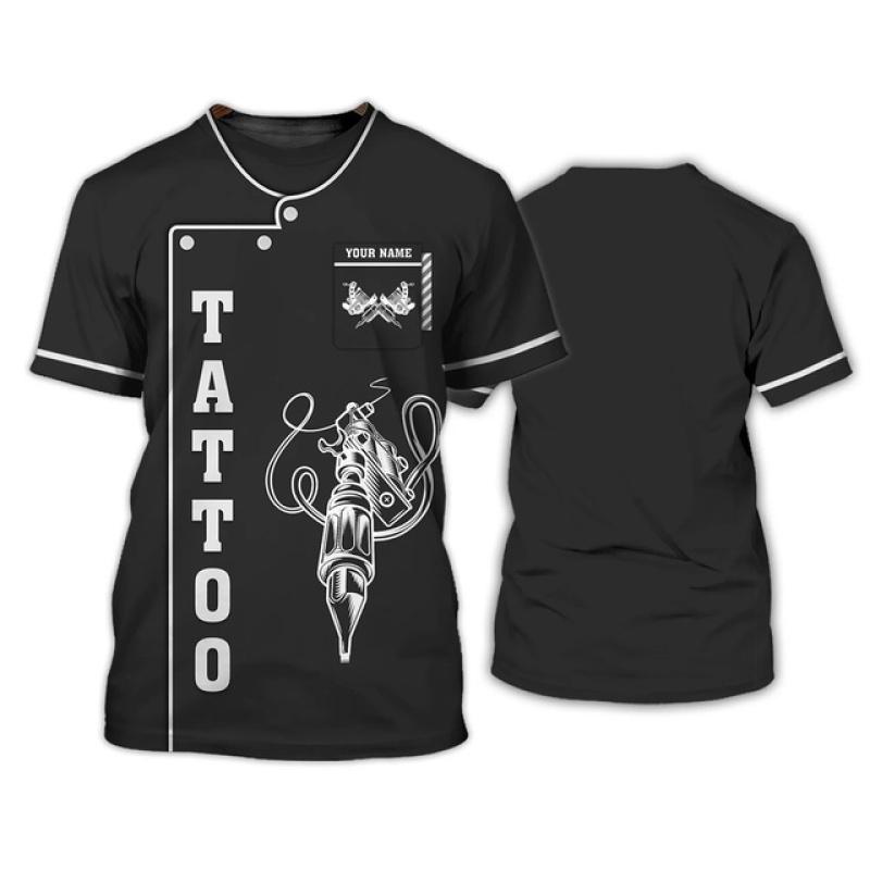 T-shirt Pour Homme Drôle Tatouage Harajuku Streetwear Loisirs Col O Oversize Manches Courtes Hauts Tendance Mode Nom Impression Personnalisée T-shirts