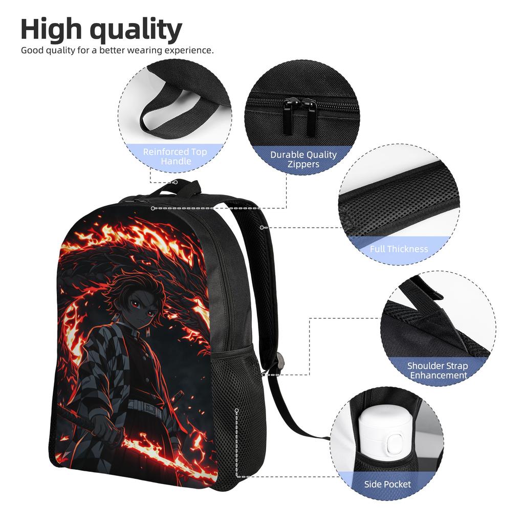 Kamado Tanjiro Backpack Demon Slayered Cool Backpacks Boy Sport Print School Bags Custom Rucksack
