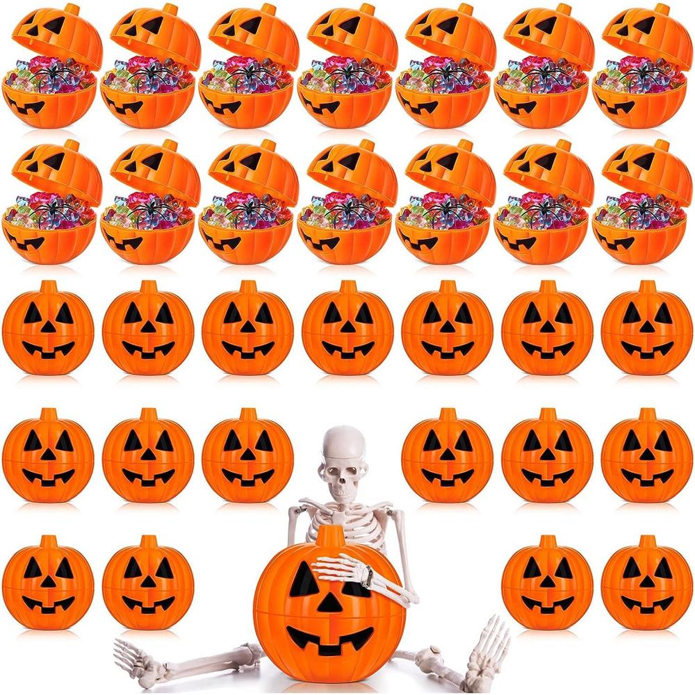 Halloween Toy 12/48PCS Mini Empty Filler Pumpkin Storage Box Container DIY Gifts Holder Party Favors Decorations
