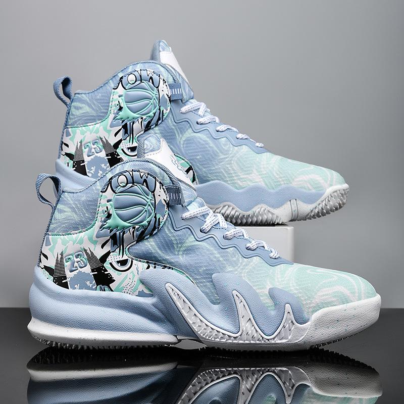 A 2025 Trend Spring and Autumn New Basketball Shoes Men's Children's High-top Sneakers Cement Floor Primary School Sports Shoes