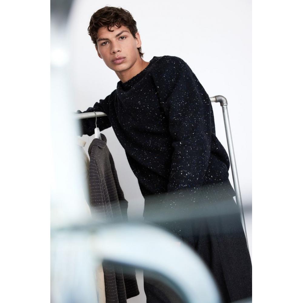 

Свитер HM Wool Blend Regular Fit, темно-синий S