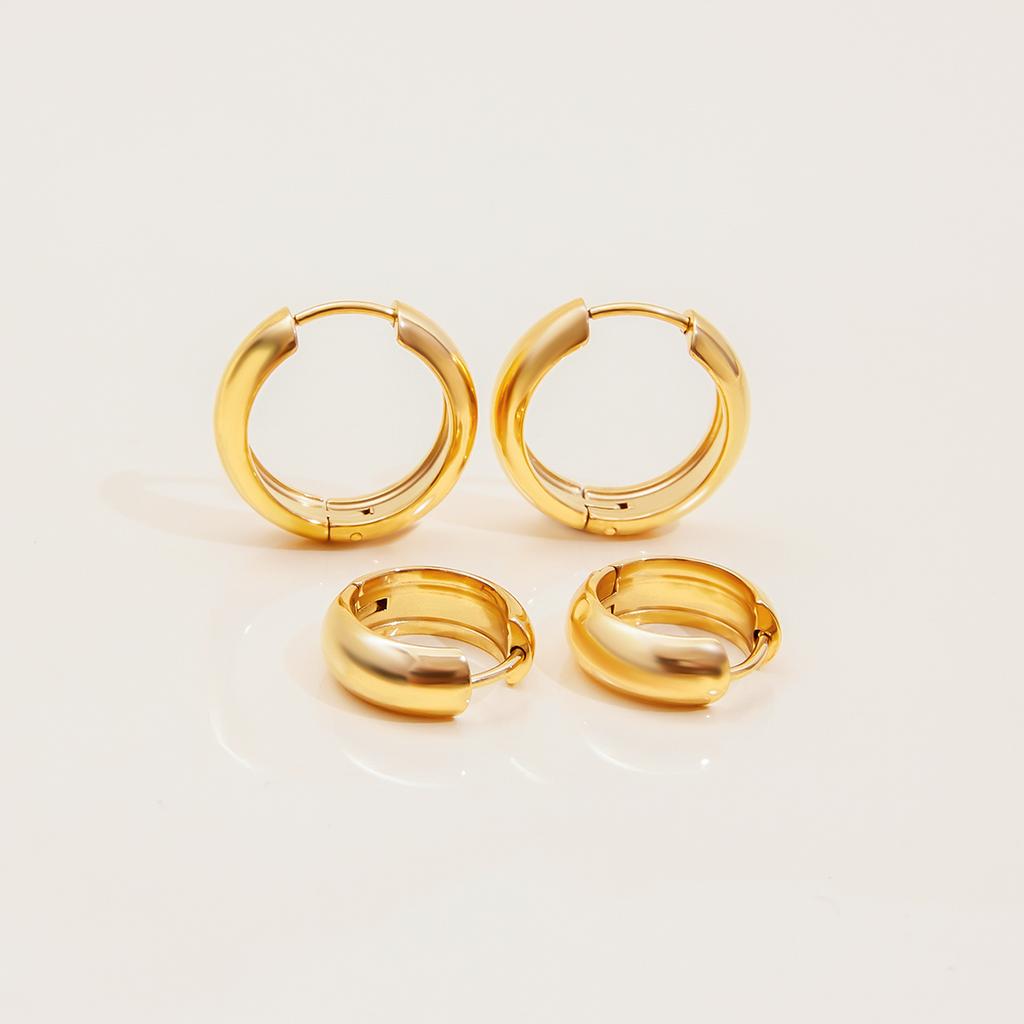 Youthway Classic Style Stainless Steel Earrings Gold Color Plated Large & Small Line Daily Wear Jewelry