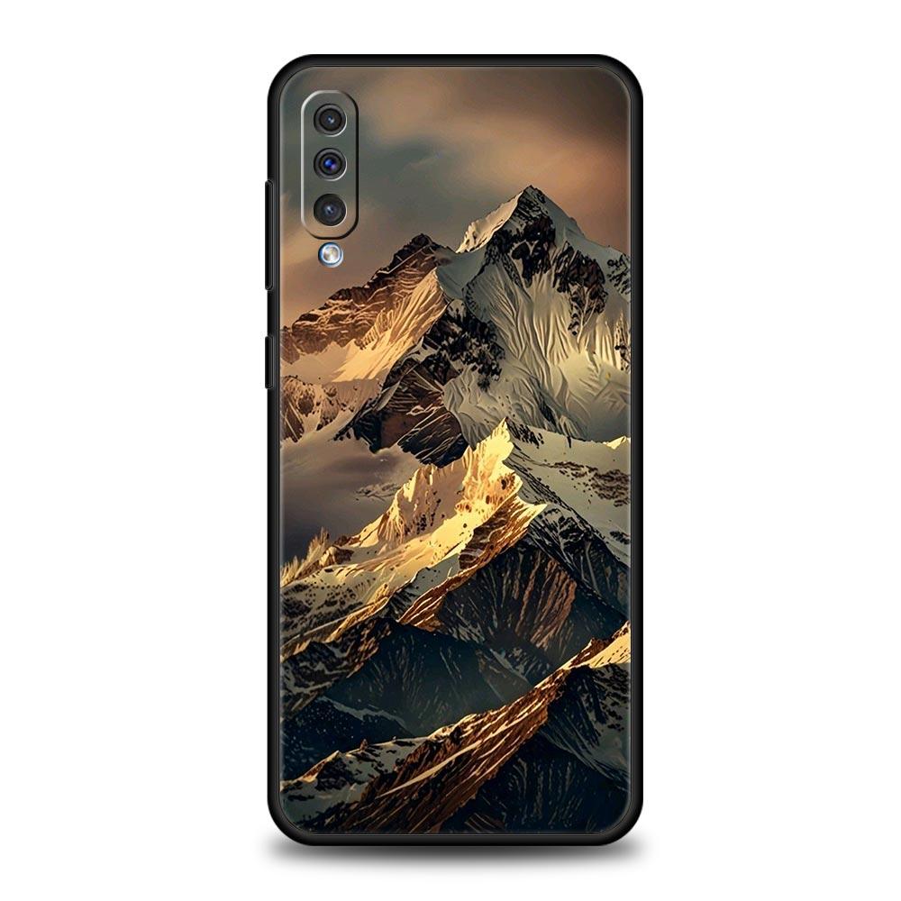 Black Mountain Peak Phone Case for Samsung Galaxy A56 A36 A26 A16 A34 A24 A42 A22 A20 A12 A40 A30 A10 5G Soft TPU Cover Shell