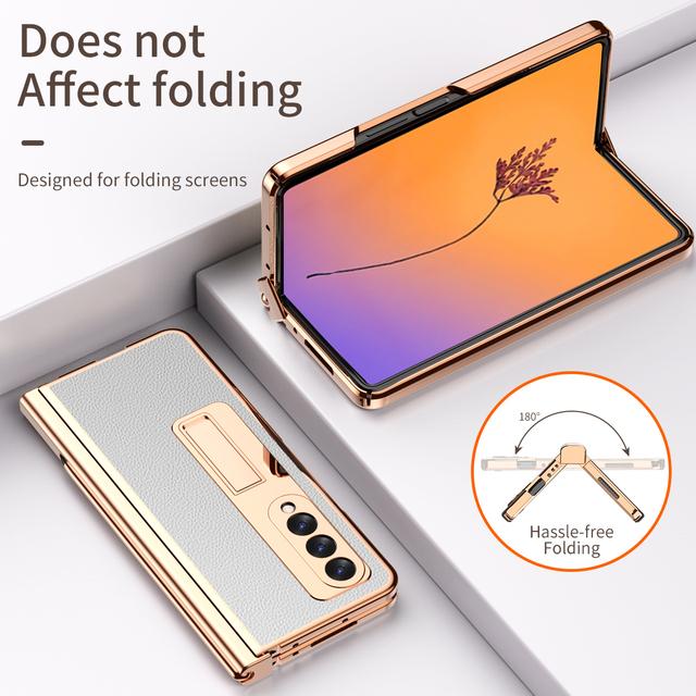 Protiskluzové matné kožené pouzdro na stojan pro Samsung Galaxy Z Fold 4 5g Fold4 Fold3 Fold 2 3 Fold2 Ochranná pouzdra z tvrzeného skla proti klepání