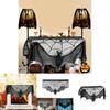 Intricate Black Lace Spider Web Bat Decor For Halloween Fireplace Mantle