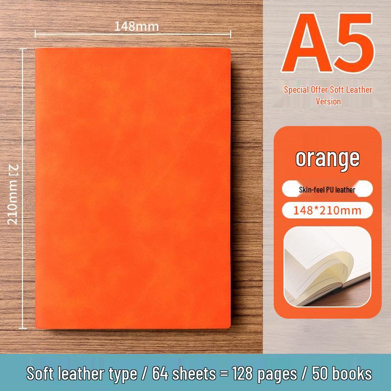 A5 Soft Leather Suede Notebook with Custom Logo - Simple B5 Business Meeting Journal, Large Thick Diary