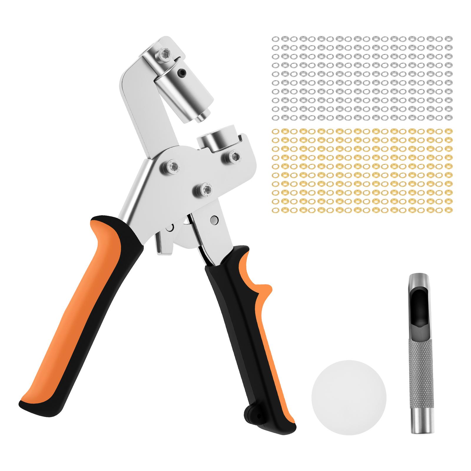 

10mm Grommet Eyelet Plier Set Eyelet Hole Punch Pliers Professional with 200 Groups Eyelets, Grommet Tool Kit For Leather Craft