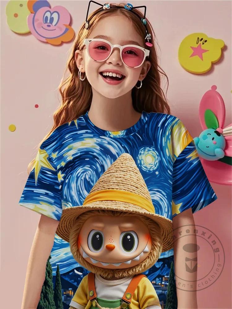 Labubu Print Babykleidung 3 bis 14 Jahre Männlich Outdoor-Kleidung Für Cartoon Neuheit Cool Für Labbu Kinder Junge Mädchen Kind T-Shirt Top