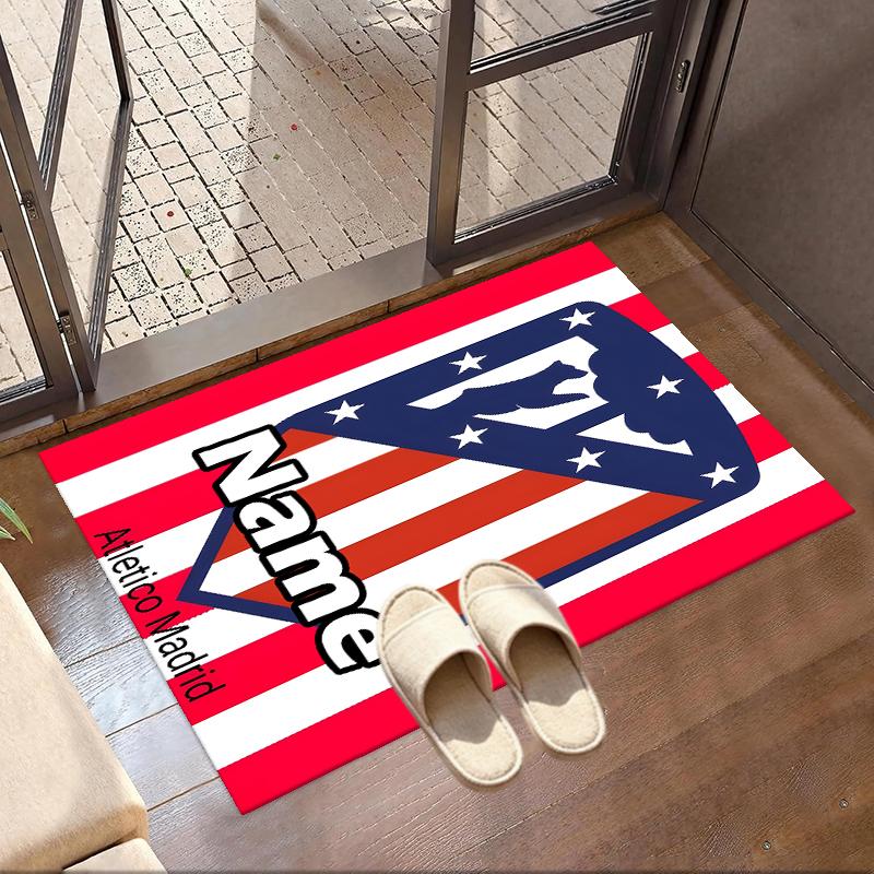 Benutzerdefinierter Name Personalisierter Atletico Madrid Druckteppich, Vielseitiger Heimdekorations-Teppich, für Spielzimmer, Wohnung, Balkon, Eingangsbereich, Flur Geschenk
