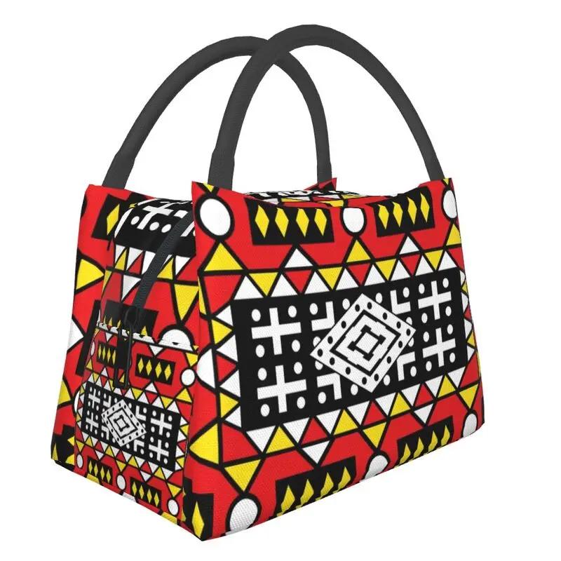 Colorful African Ankara Pattern Thermal Insulated Lunch Bags Women Geometric Lunch Container for Office Outdoor Meal Food Box