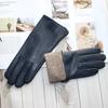 Ladies Sheepskin Gloves Classic Solid Color Versatile Leather Spring Knit Lining Cycling Driving Gloves Autumn