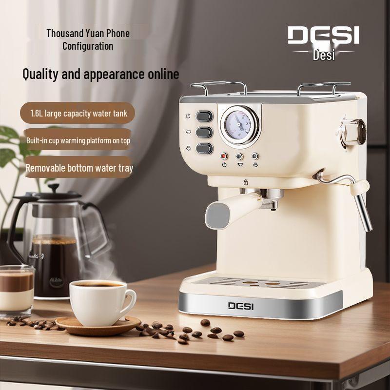 Halbautomatische Espressomaschine im Retro-Stil mit Ein-Knopf-Milchaufschäumung