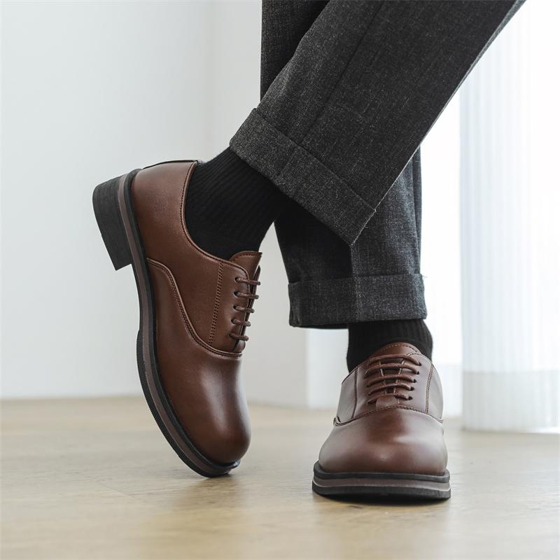 Fashion Lace-Up Men's Oxford Shoes Classic Casual Leather Walking Shoes for Men Outdoor Lace-Up Flats Comfortable Business Dress Shoes
