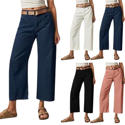 Dames Modieuze Effen Kleur Zak Casual Veelzijdig Rechte Pijp Jeans
