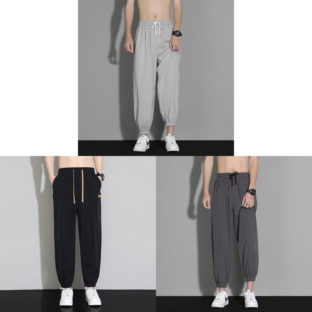 Casual Pants Men Summer Thin Fabric Straight Leg Lounge Trousers For Youth