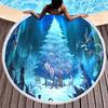 Round Beach Towel,Fantasy Winter Tree Printing Polyester Sand Resistant Beach Blanket,Absorbent Quick Dry Pool Towel Picnic Mat