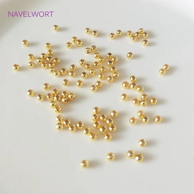 

2mm-6mm 18K Gold Plated Round Spacer Beads For Bracelet Making,Beads Separators,Brass Beads For DIY Jewelry Making Accessories 2mm - 100 pieces