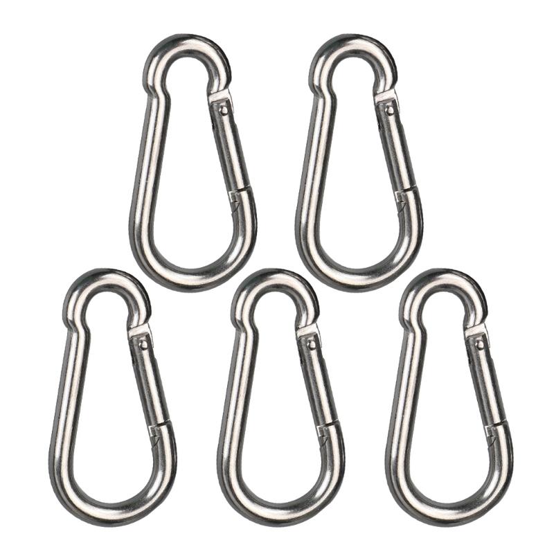 5Pcs Stainsless Steel Spring Snap Hook Carabiner Clip Water Bottle Hook Keychains for Outdoor Camping Fishing Hikings