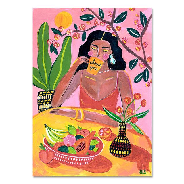 Tropical Colorful Girl Car Flower Koala Leopard Wall Art Malba na plátně Plakáty a obrazy Nástěnné obrazy pro dekoraci obývacího pokoje Bez rámu