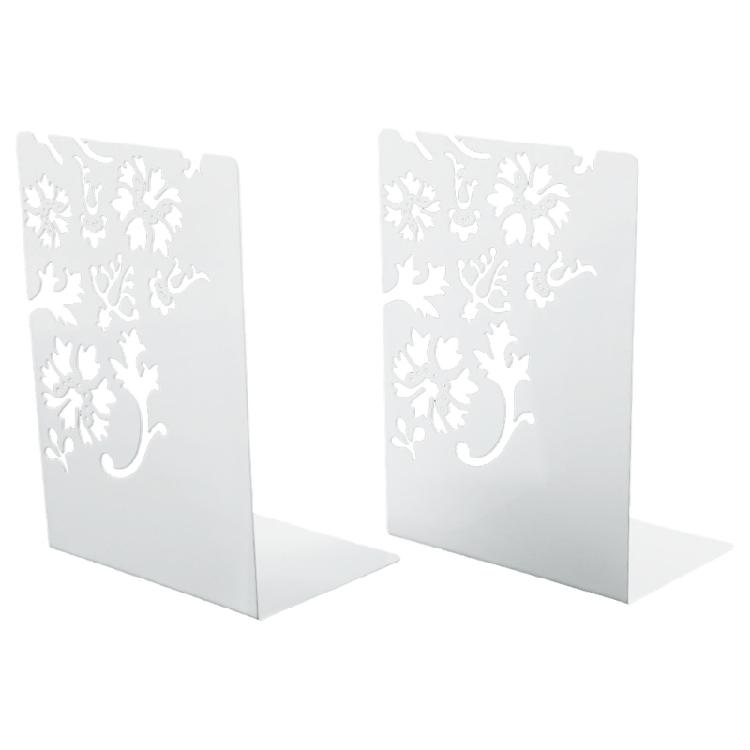 2Pieces Metal Book Ends for Desk and Shelf Hollow Flower Bookends Heavy Duty Bookends Slip Resistant Book Support