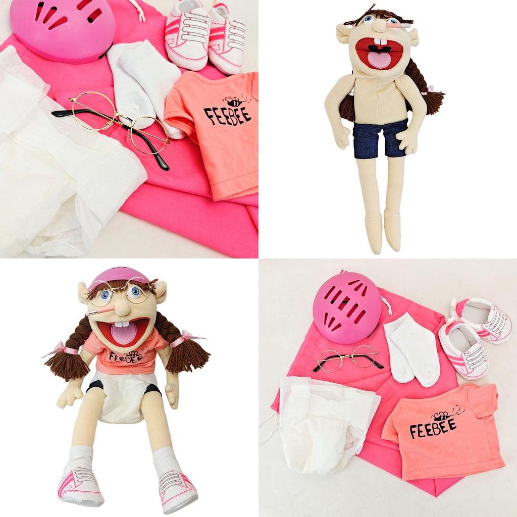 Sevimli Pembe Feebee Jeff Kardeş Kukla Peluş Bebek Ebeveyn-Çocuk Etkileşimi ve Erken Hediye İçin