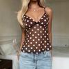 European and American Summer New Polka Dot Mesh Sling Vest Women's V-neck Waist Thin Spice Girl Short Top