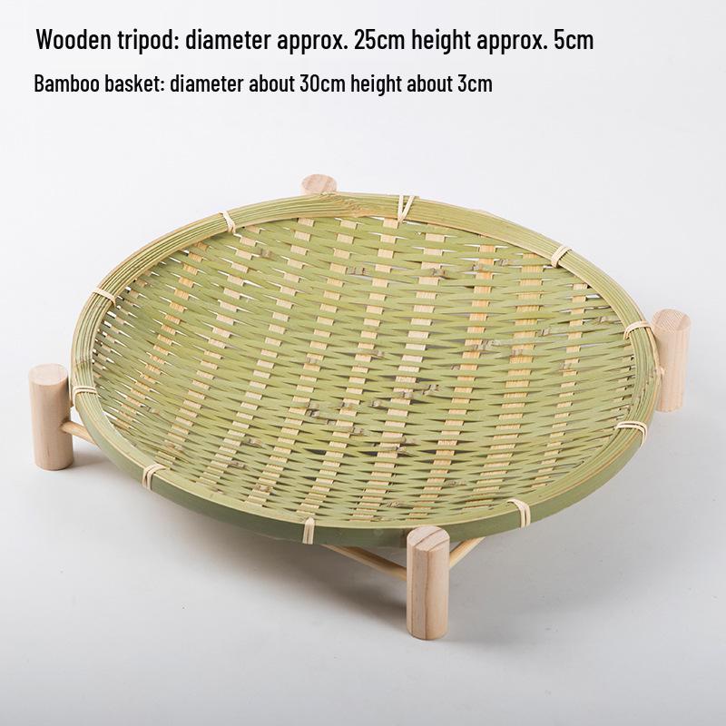 Set di cestini intrecciati in bambù fatti a mano: Setaccio, Contenitore, Piatto da Frutta, Vassoio per Snack, Design Rotondo da Setaccio in Stile Rustico