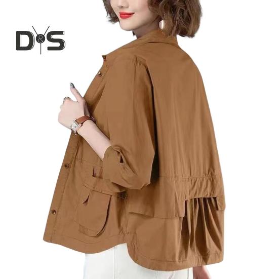 

Весна Осень Женское Пальто Тонкий Однобортный Свободный Однотонный Кардиган Длинные Рукава Повседневная Повседневная Рубашка Куртка Офиса M