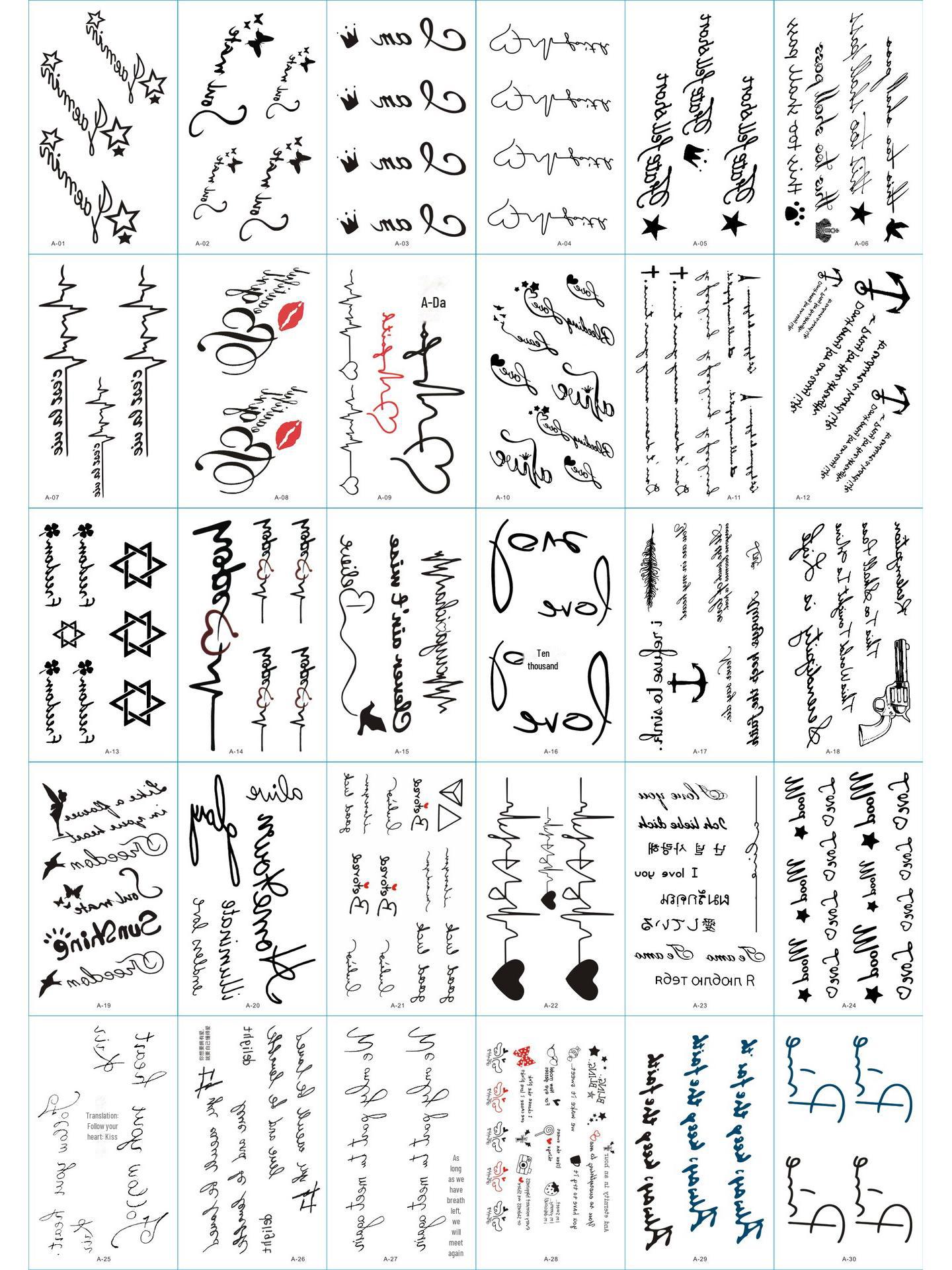 

Водостойкие наклейки для татуировок: Долговечные, моющиеся цветочные и шпильковые узоры, высококачественные наклейки для бровей для девочек A set (30 pieces/pack)