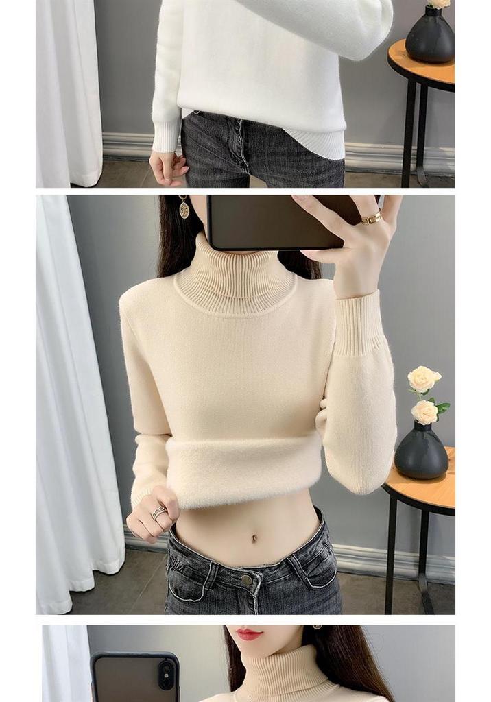 2025 Autumn/Winter Women's Thick High Collar Knit Sweater Base Layer