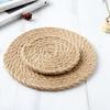Handwoven Jute Placemat Heat-Resistant Table Mats for Kitchen Dining Round Coaster Thickened Insulation Mat for Home Kitchen Use