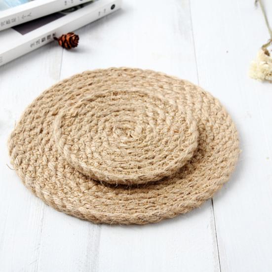 Yousheng Handwoven Jute Placemat Heat-Resistant Table Mats for Kitchen Dining Round Coaster Thickened Insulation Mat for Home Kitchen Use
