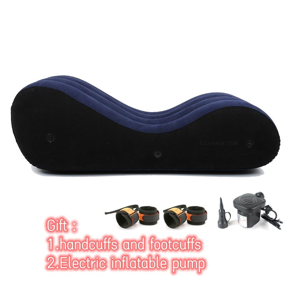 VaHppy "S" Shaped Inflatable Sofa Beds "Sex On Horseback" Individual Airbags Vibrating Undulating 150*61*50CM Handcuffs Included