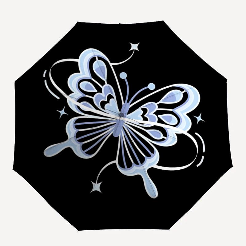 1pc Butterfly Design Automatic Folding Umbrella Durable Iron Frame,All Seasons Home Travel Outdoor Multifunctional Umbrella yy251115071