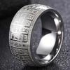 2pcs/Set Design 10Mm New Stainless Steel Exquisite And Fashionable Ancient Seal Script Pattern Couple Ring, Lucky Ring, Choice of Gift Or Valentine'S