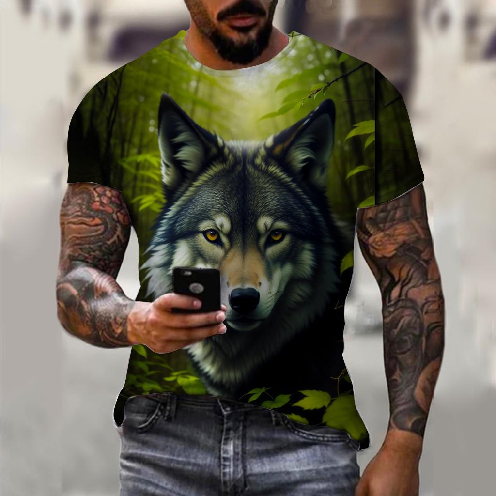 3D Wolfsbestie Aufdruck Herren und Damen Freizeit Kurzarm T-Shirt Rundhals Mode Trend Super Cool Herren Täglich Neue Kleidung