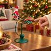 Festive Mantel Decoration Wobbly Santa on Reindeer Christmas Figurine, Metal Balancing Tabletop Decor, Table Decor Swinging Statue for Shelf