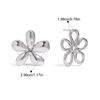 Gold Color Flower Stud Earrings Hollow Solid Retro Fashion Stainless Steel Jewelry for Women Unique Statement Trendy Accessories