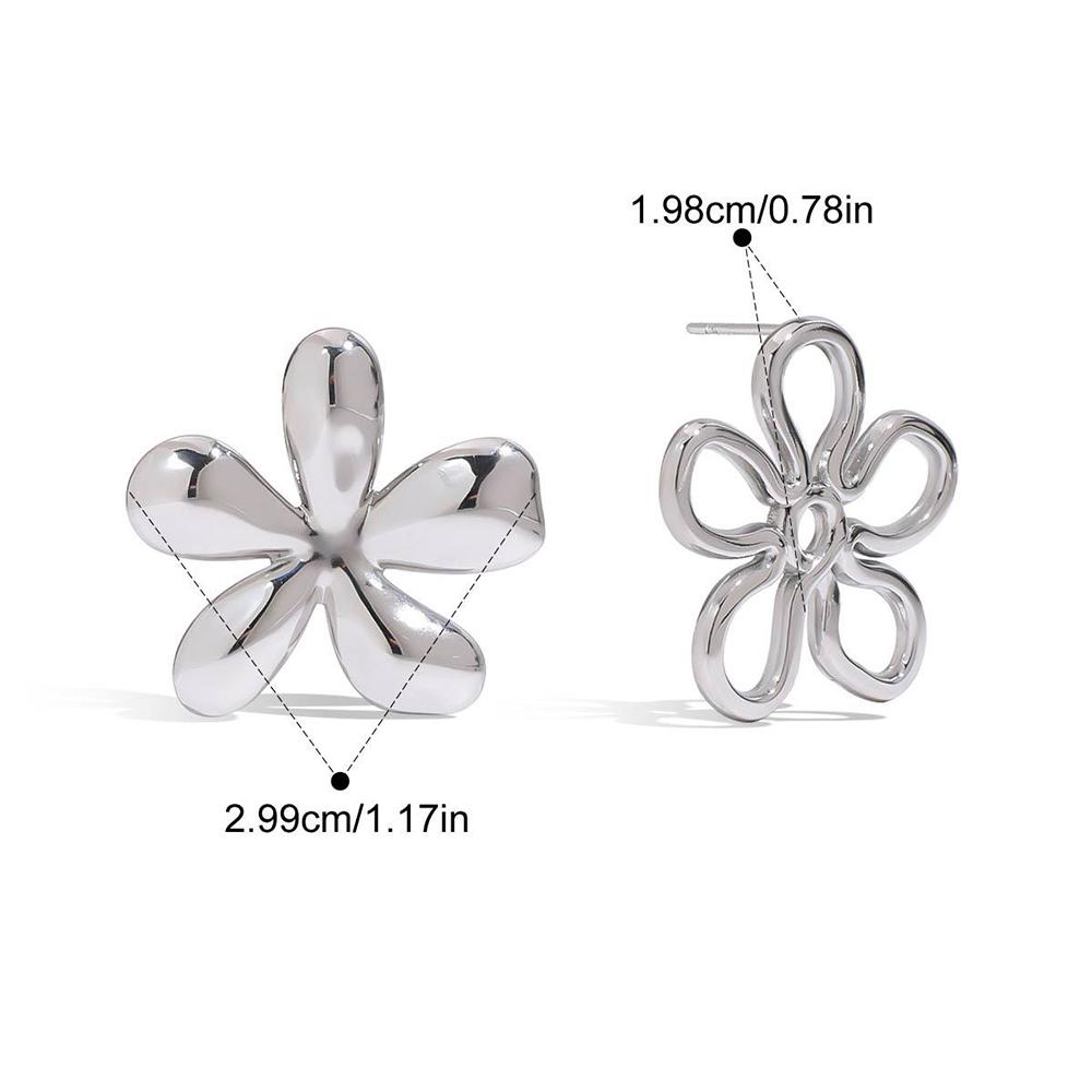 

Gold Color Flower Stud Earrings Hollow Solid Retro Fashion Stainless Steel Jewelry for Women Unique Statement Trendy Accessories срібний