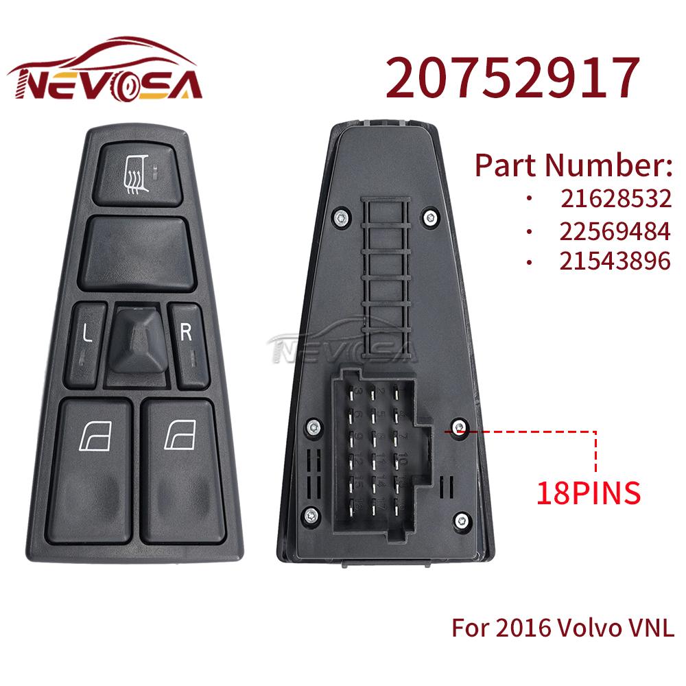 NEVOSA For Volvo Truck FH12 FM VNL FM12 FM9 VN VNL VNM Power Window Switch Lifter Master Switch Control 20752918 20752919 24V