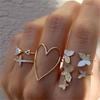 Yousheng 7Pcs/Set Star Moon Cross Twist Rhinestones Rings Set Women Opening Adjustable Knuckle Rings Exquisite Stacking Layering Ring Set
