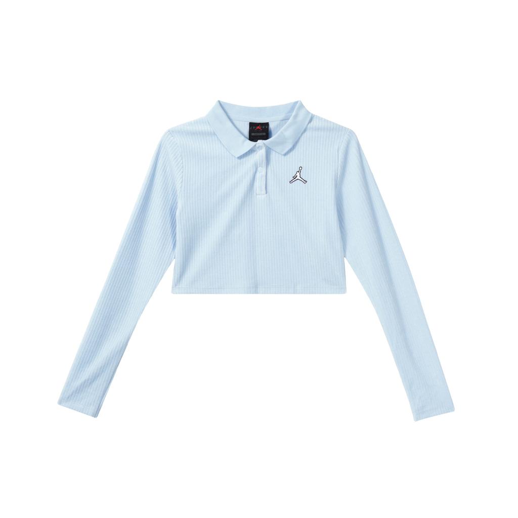 Jordan Crop Tops Women's Ice Blue Polo Collar Moderate DV1401-411
