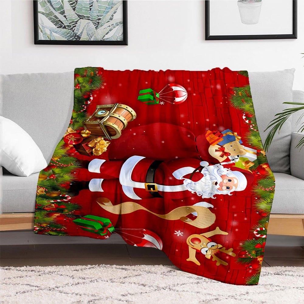 Christmas Santa Claus Gift Card Holder WalletBlanket Flannel Throw Blanket for Sofa, Bed, Travel, Camping, Office, Couch, Chair, And Bed Gif