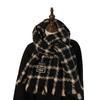 Retro Plaid Scarf Girls Winter Ins Versatile Thickened Warm Long Shawl Dual-purpose Versatile Student Scarf