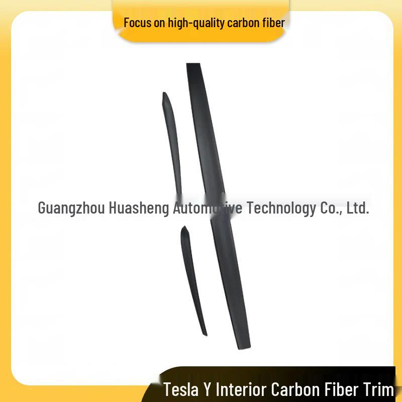 Tesla Model Y Carbon Fiber Interior Trim Kit - 3-Piece Set, Non-Destructive Adhesive Installation